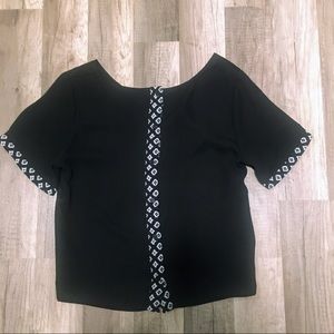 Short sleeve button down blouse, Black